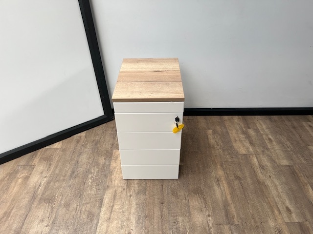 Metalen standcontainer + pennenlade (wit)