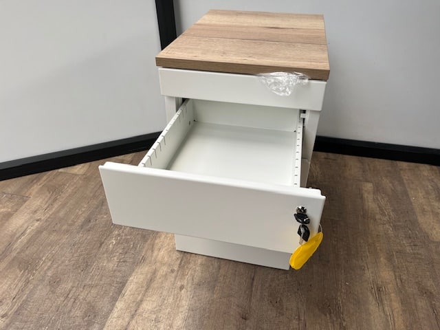 Metalen standcontainer + pennenlade (wit)